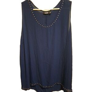 NWT JC Penney A.N.A American Navy Blue Round Neck Gunmetal Accents Size 1x